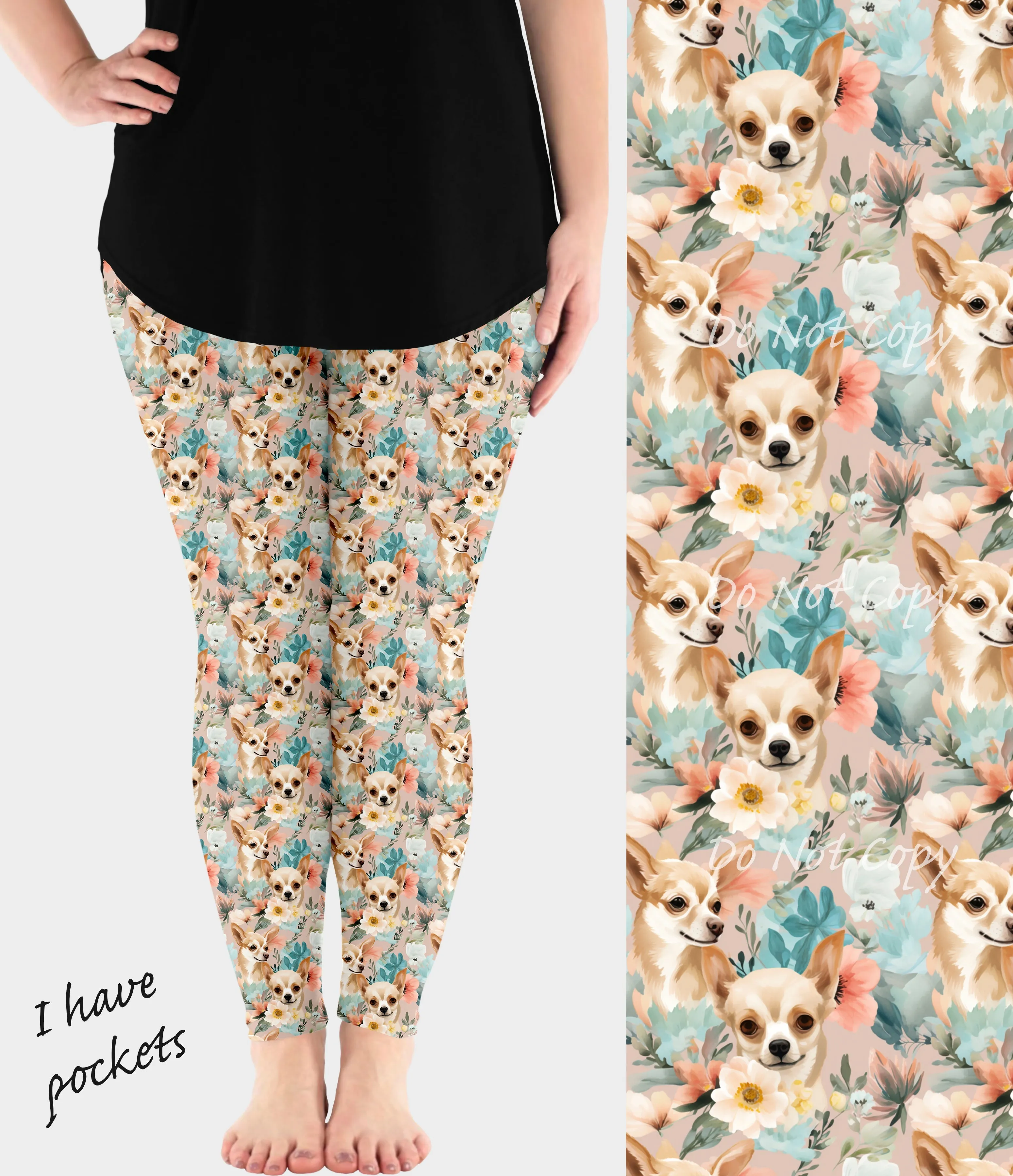 Floral Chihuahua Leggings with Pockets by RTS