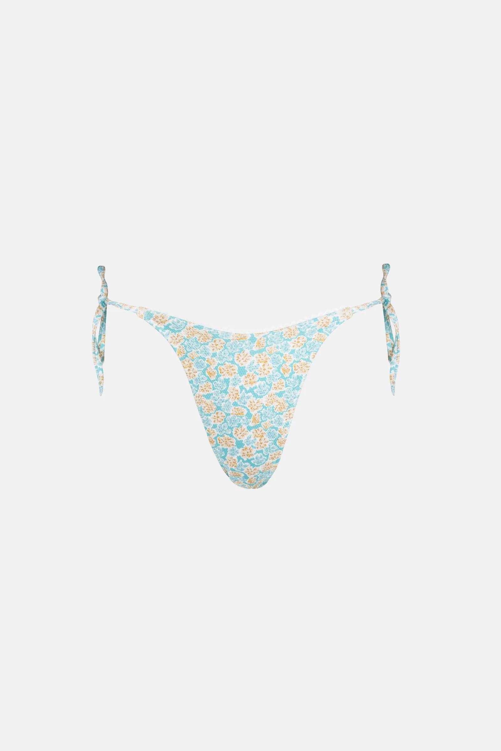 Floral Tie Side Bikini Bottoms - Blue