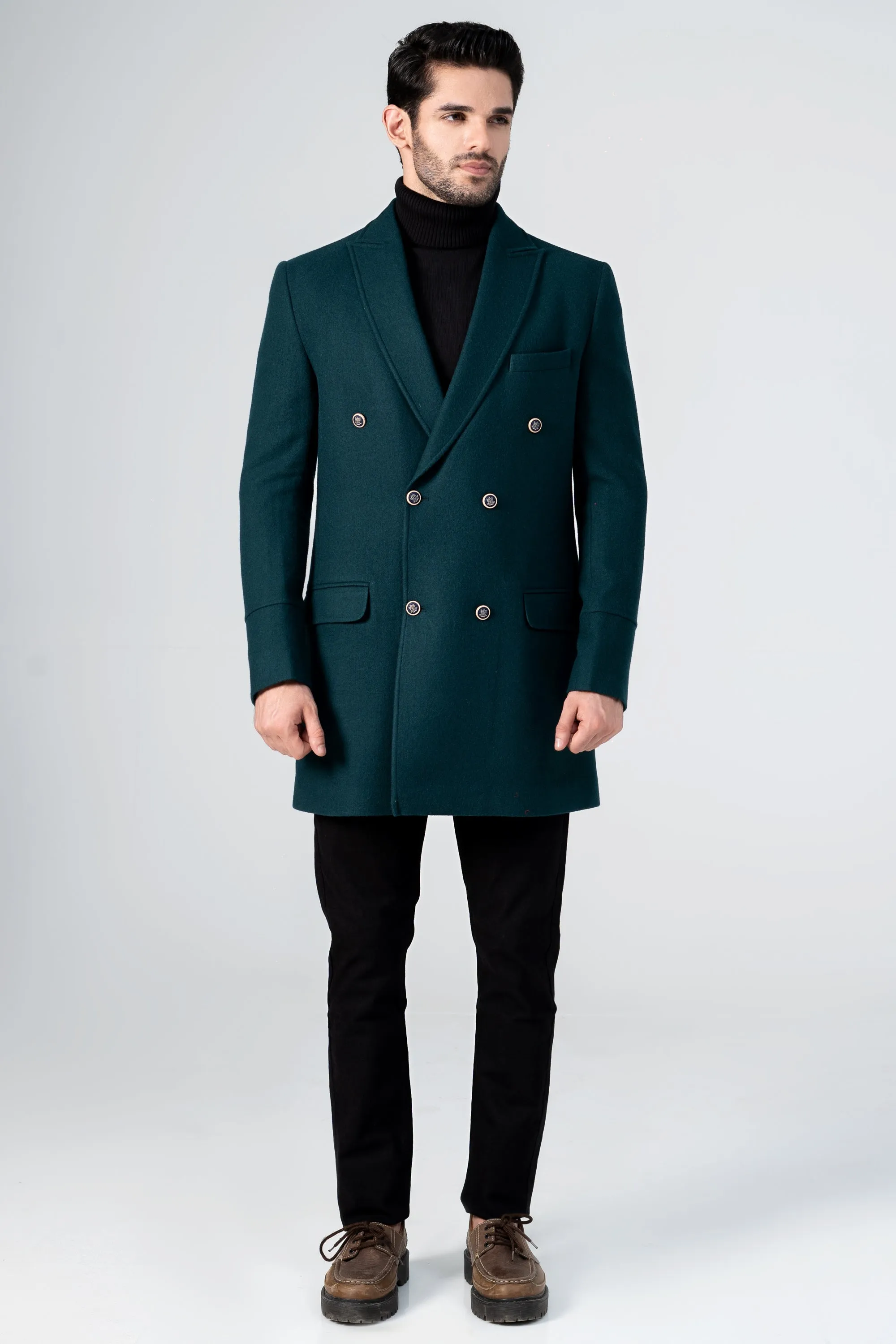 Forest Green Wool Long Coat