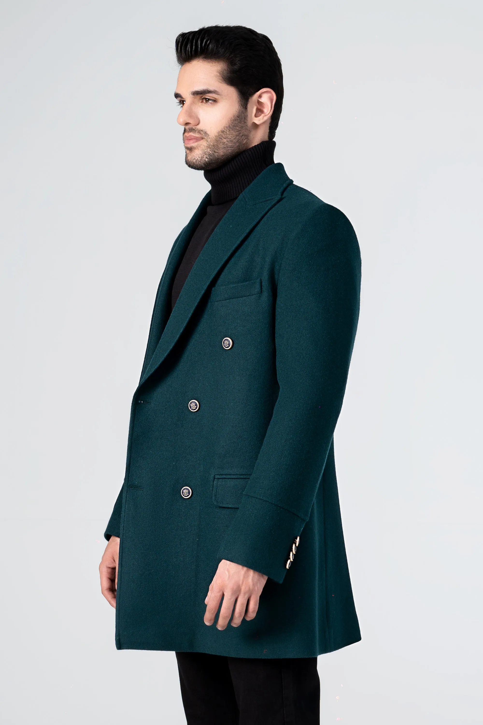 Forest Green Wool Long Coat