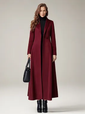 Full Length Winter Coat Lapel A-line 2024 - Women's Warm Coat