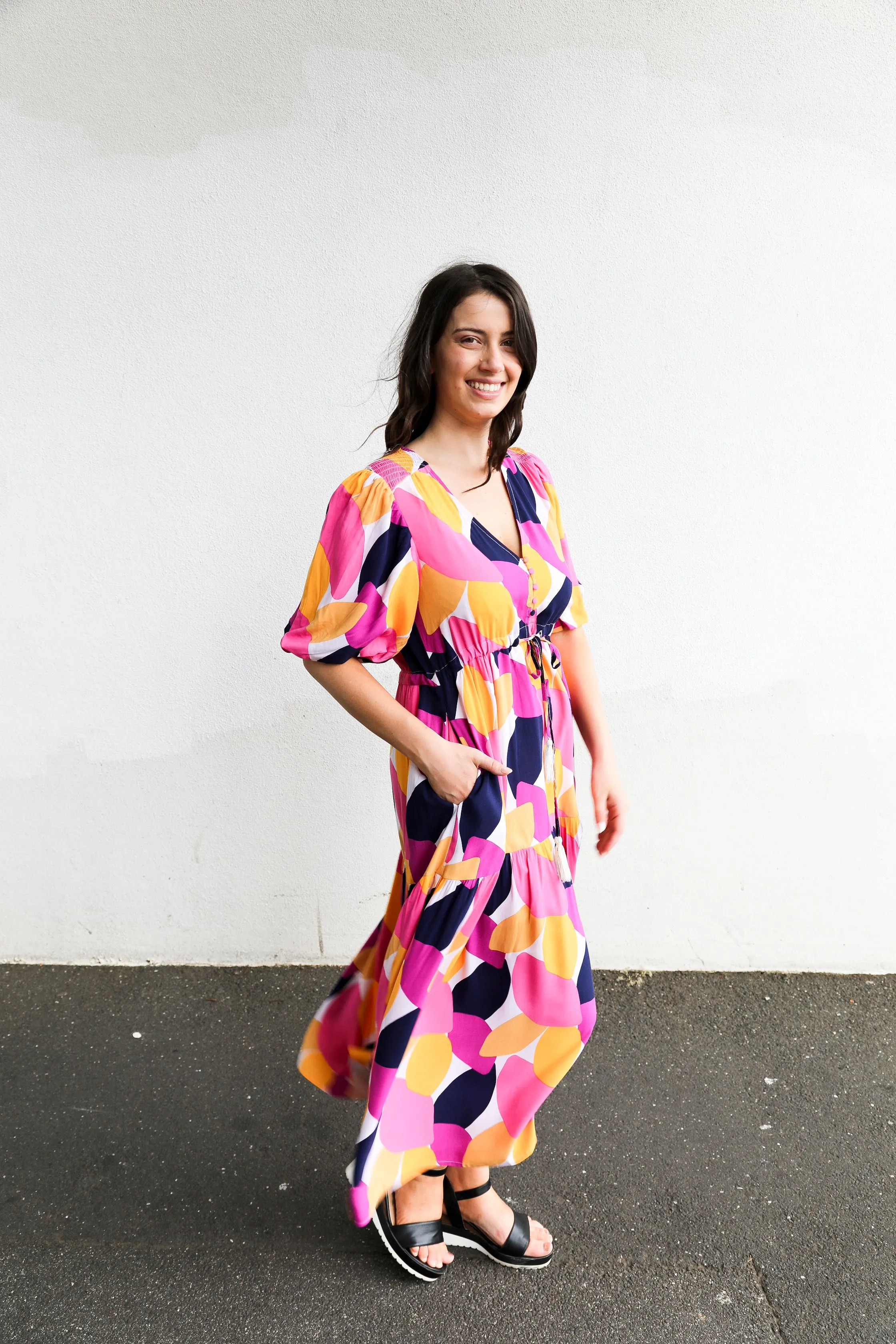 Georgia Pink Yellow Multi Dress-KX5794