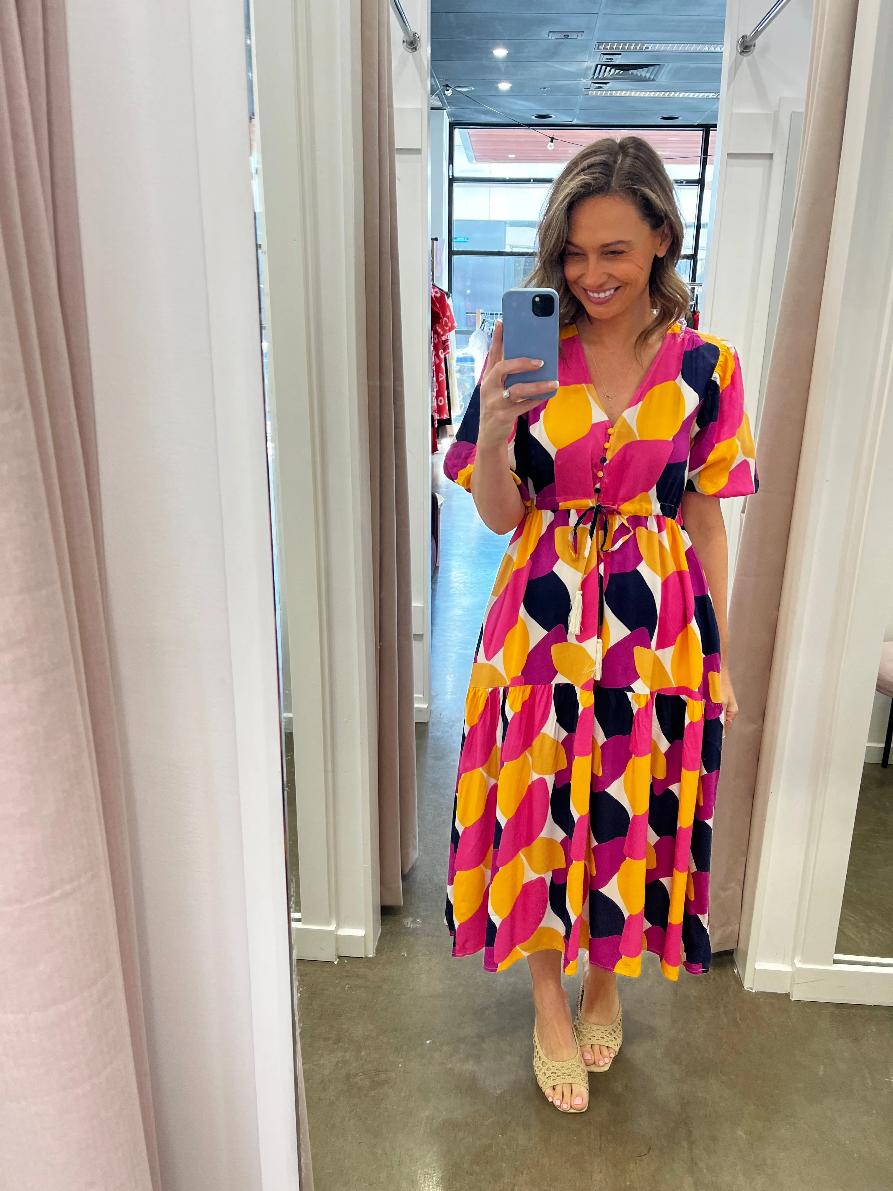 Georgia Pink Yellow Multi Dress-KX5794