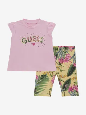 Girls Wild Tulip Leggings Set Pink - Guess