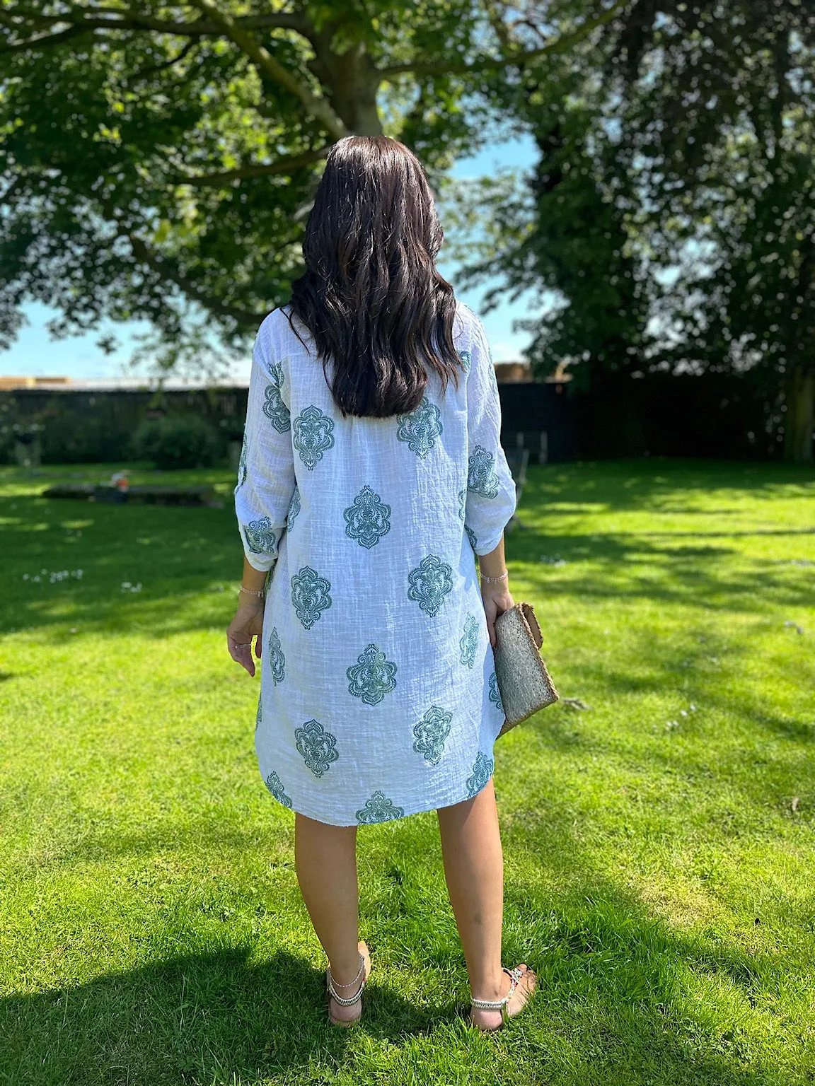 Green Damask Shirt Longline Orla