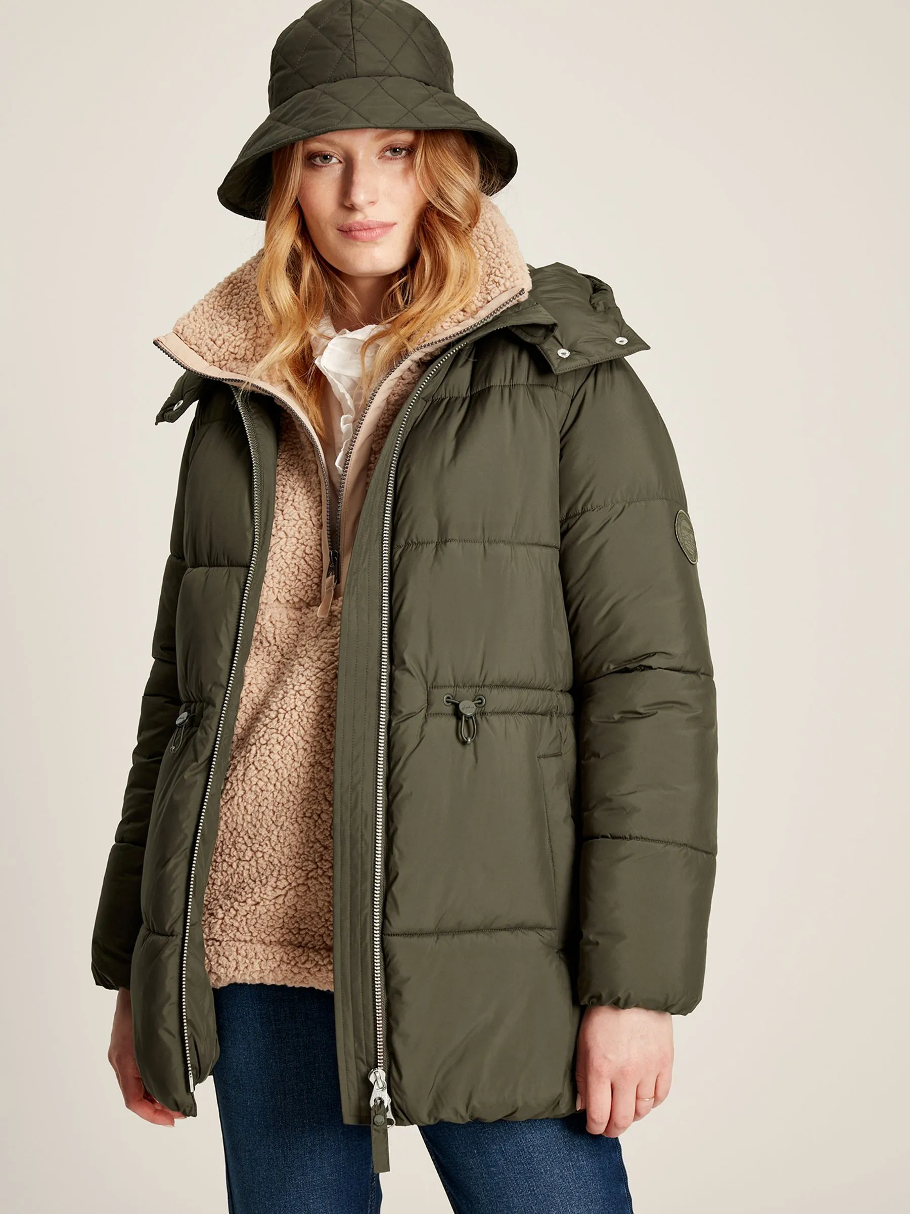 Green Puffer Jacket - Water Resistant - Dark Tone