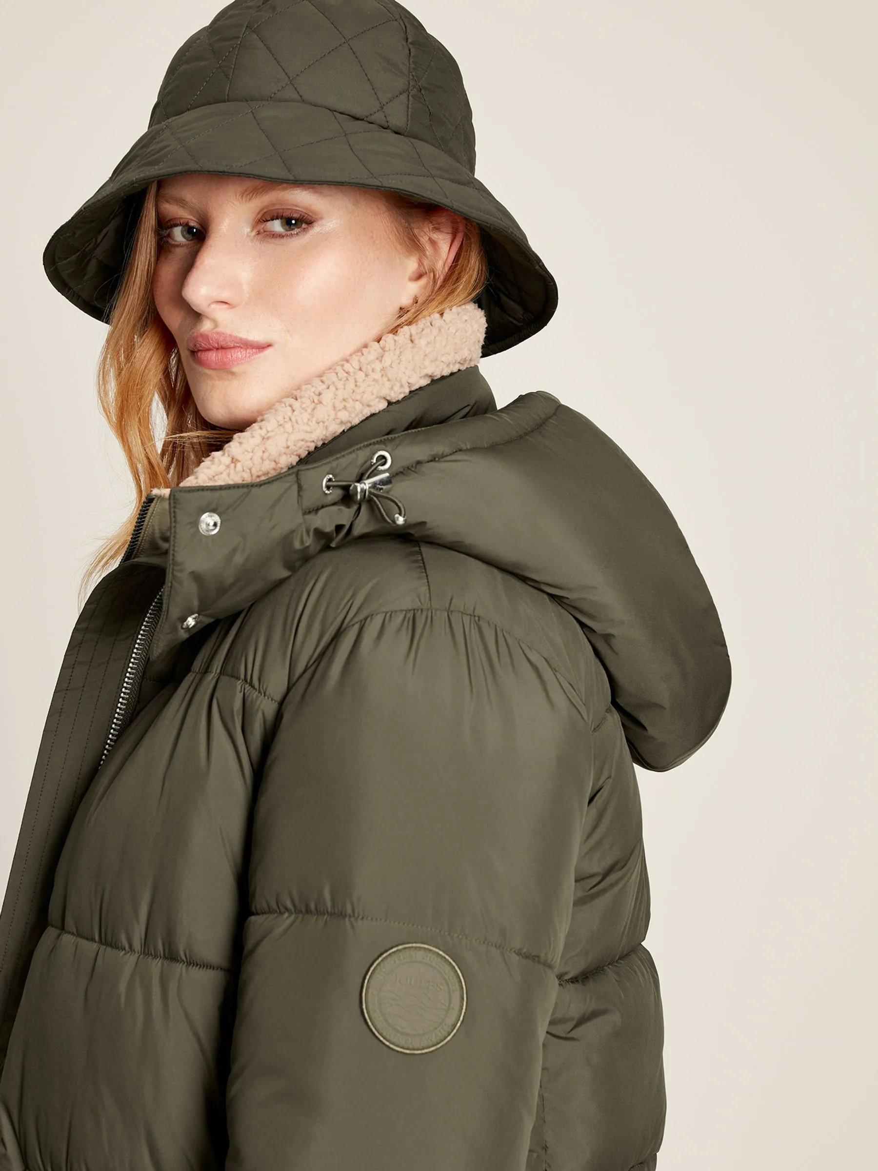 Green Puffer Jacket - Water Resistant - Dark Tone