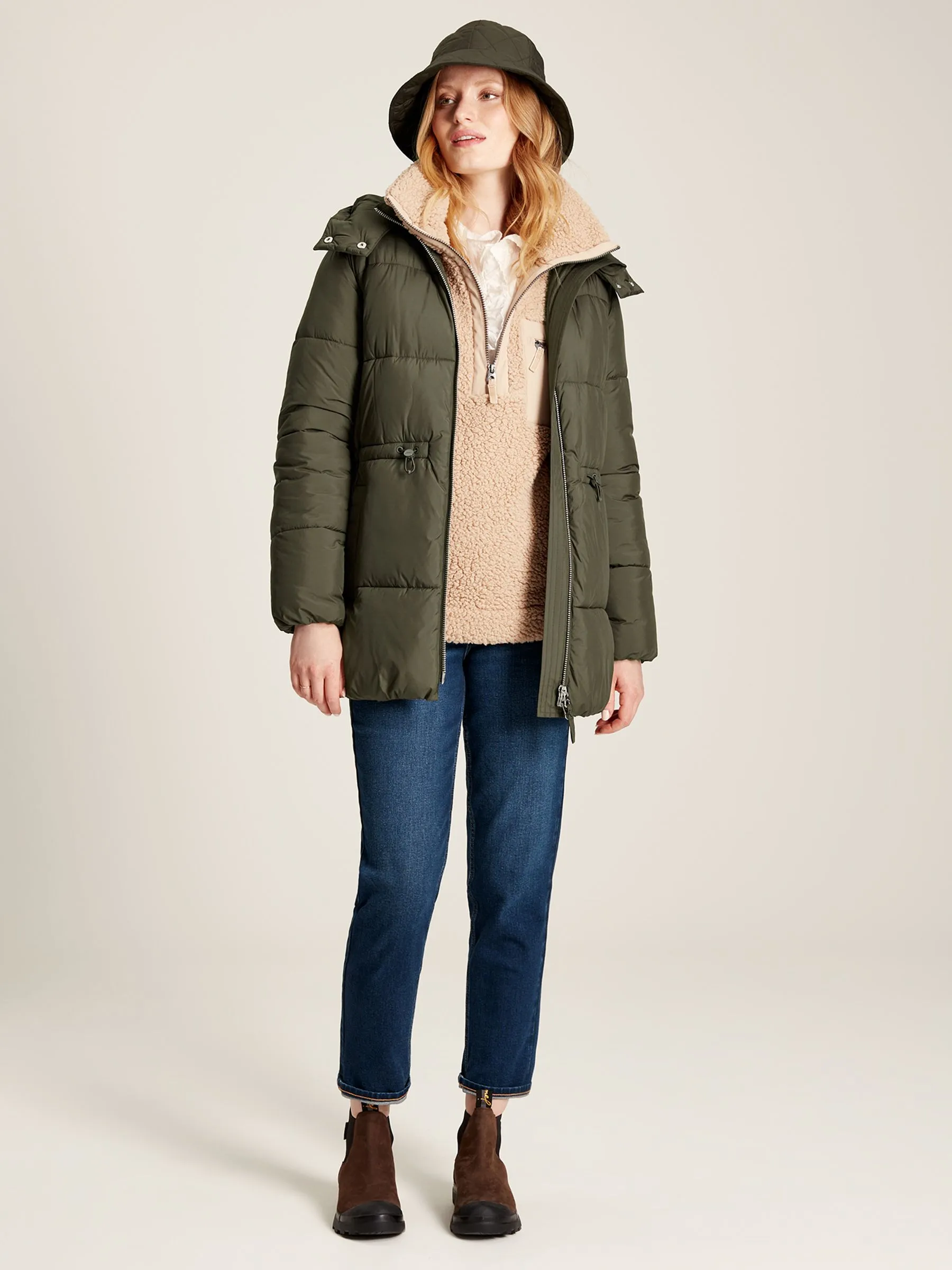 Green Puffer Jacket - Water Resistant - Dark Tone