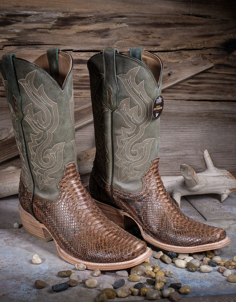 Green Python Men's Narrow Square Toe Western Boots A4287 - Shop Now