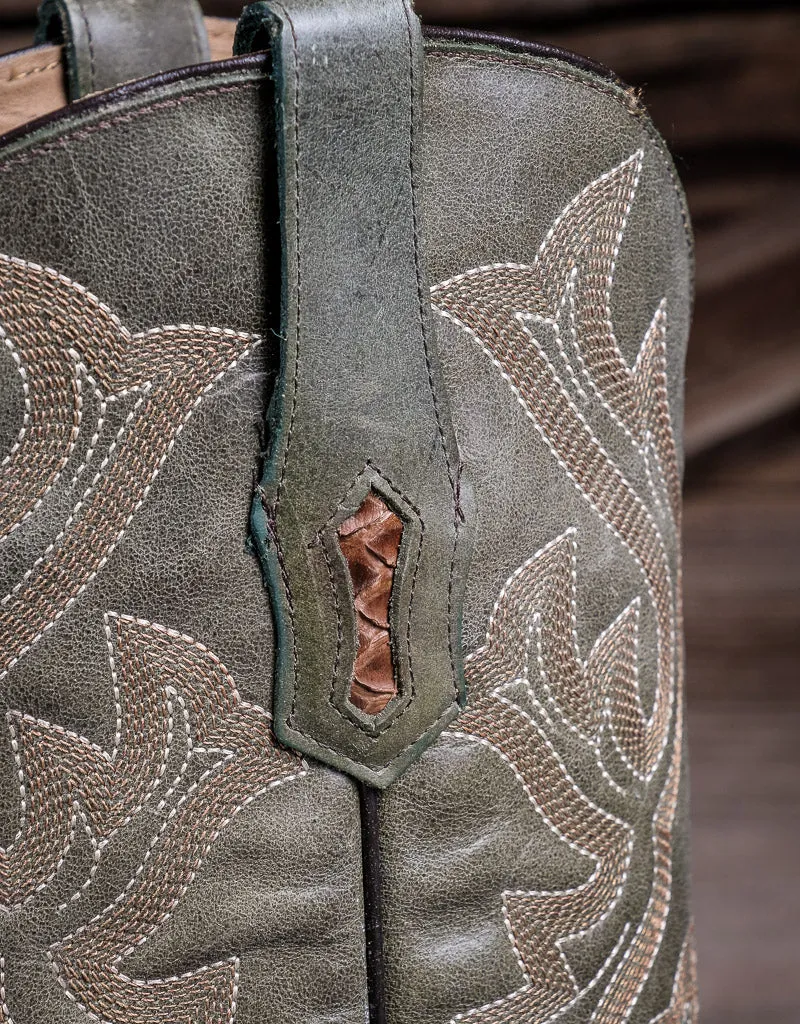 Green Python Men's Narrow Square Toe Western Boots A4287 - Shop Now