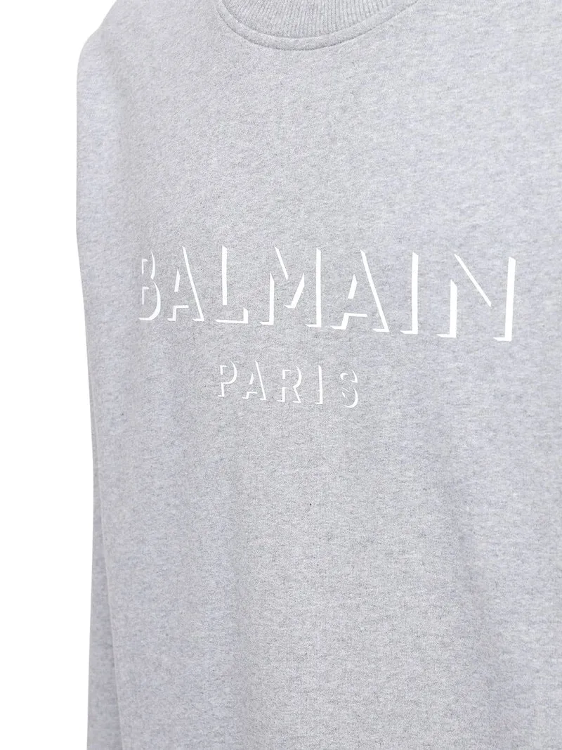 Grey cotton sweatshirt with logo print.