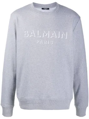 Grey cotton sweatshirt with logo print.