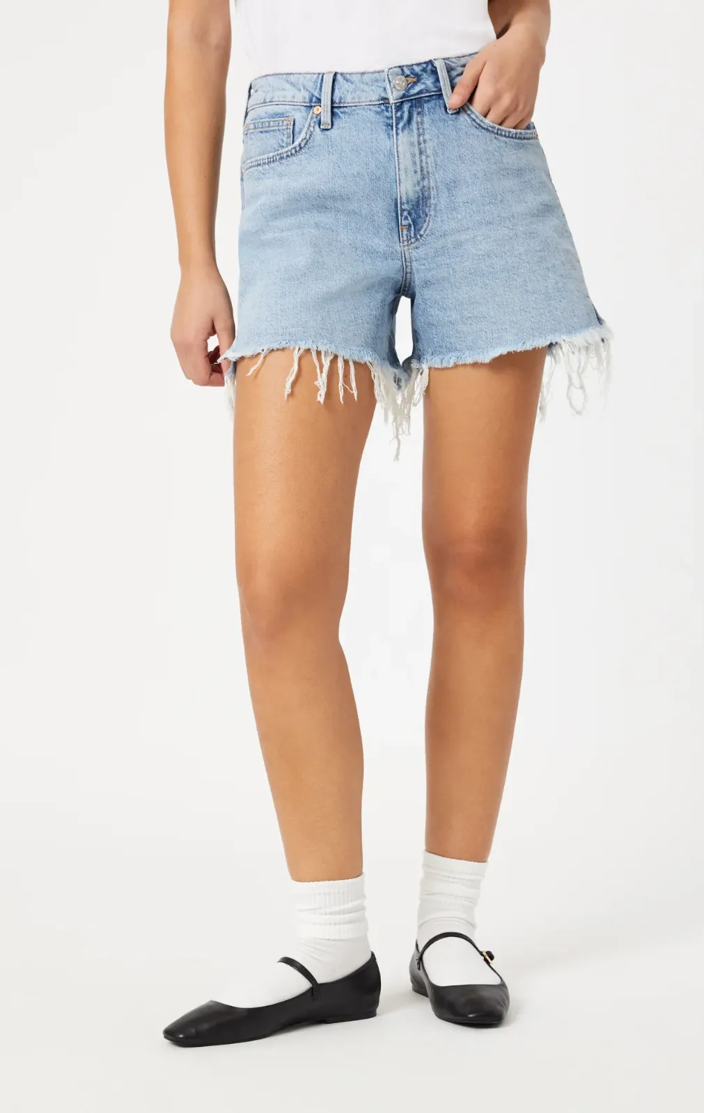 Heidi Recycled Denim Shorts in Bleached Blue