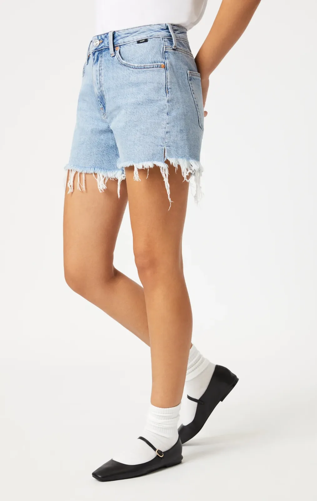 Heidi Recycled Denim Shorts in Bleached Blue