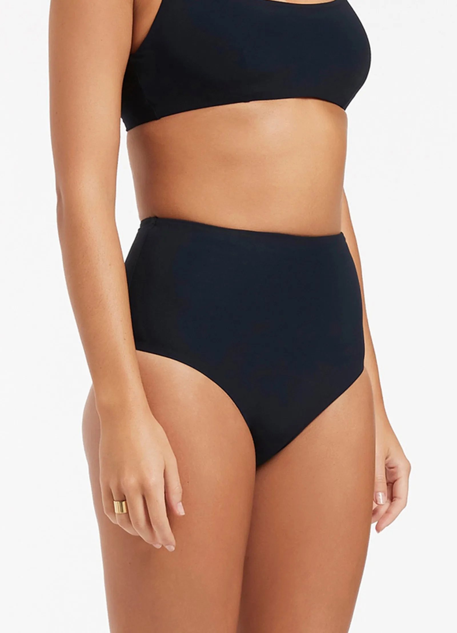 High Waisted Navy Bikini Bottom