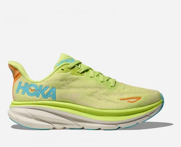 HOKA Women's Clifton 9 Road Running Shoes in Lettuce Solar Flare