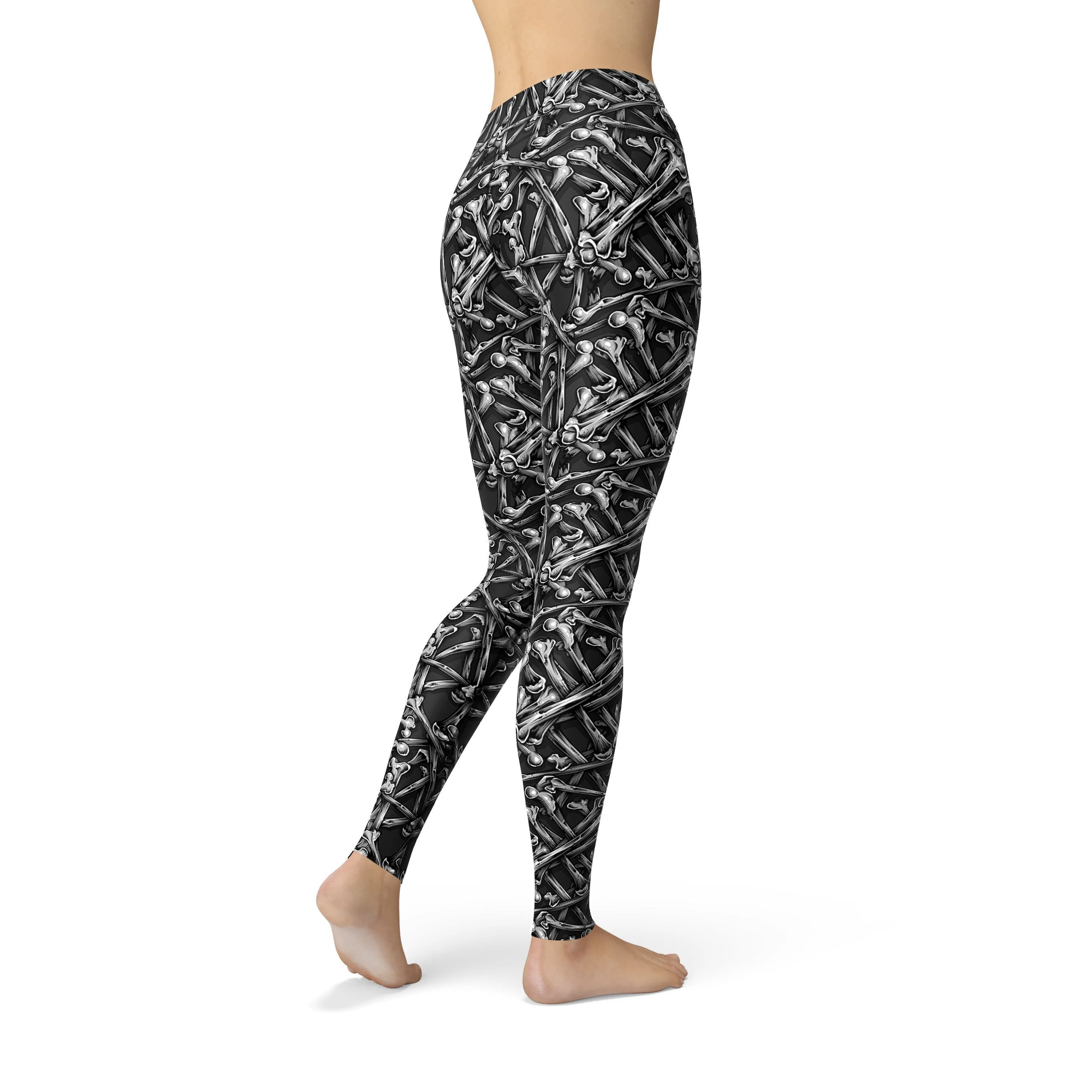 Jean Bones Leggings - Denim Skeleton Print Pants