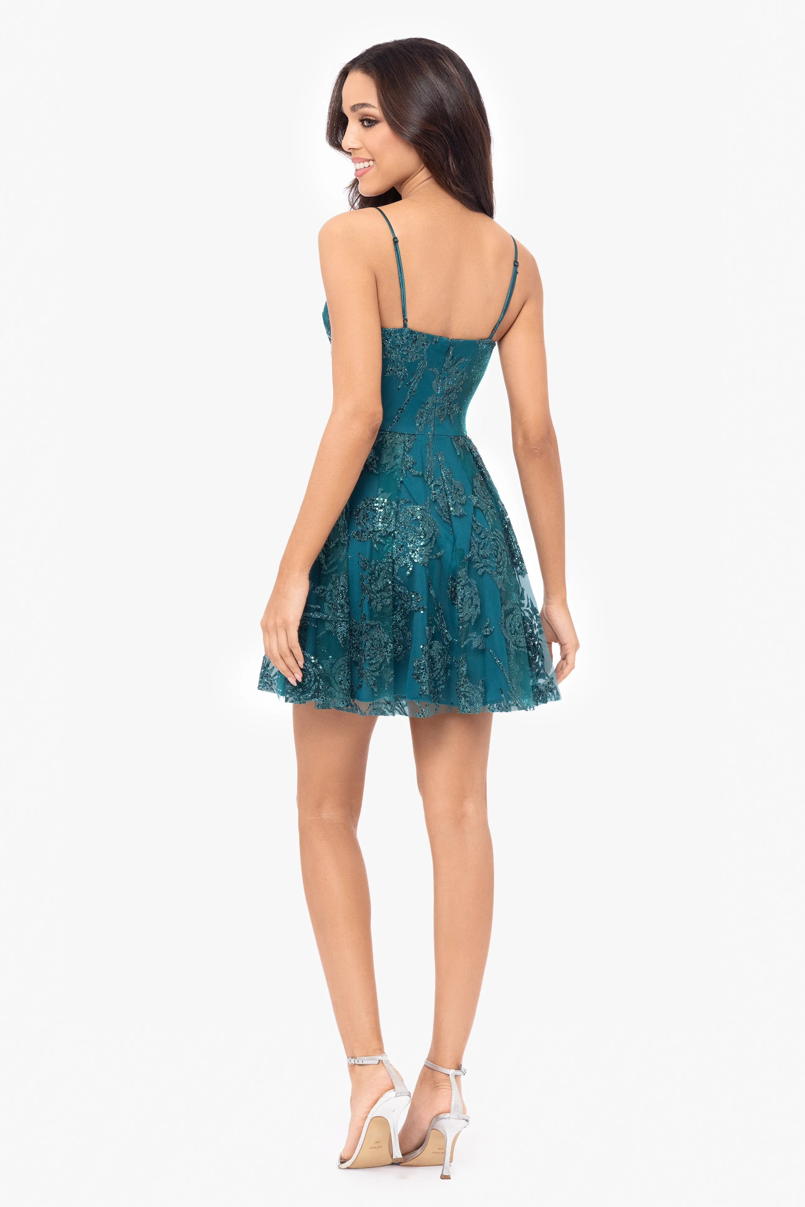 Galaxy Glitter Keyhole Party Dress by Jessica Short