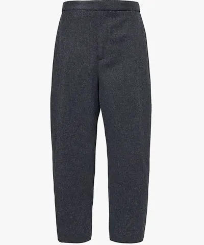 Jil Sander Mens Lava Stone Brand-tab Wool Trousers