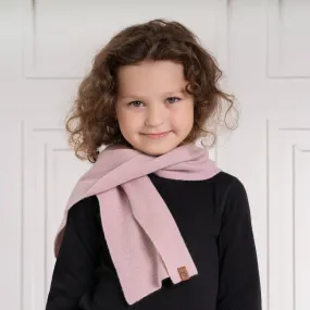 Kids' Knit Scarf in Dusty Pink - Merino & Cashmere Blend - 110x18 Size