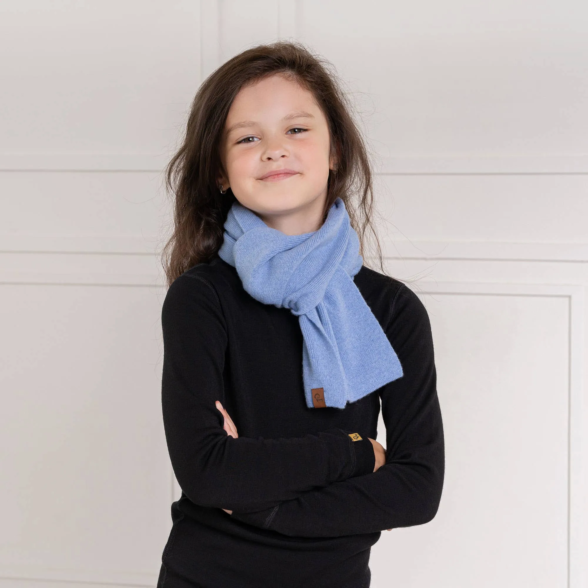 Kids' Knit Scarf in Dusty Pink - Merino & Cashmere Blend - 110x18 Size