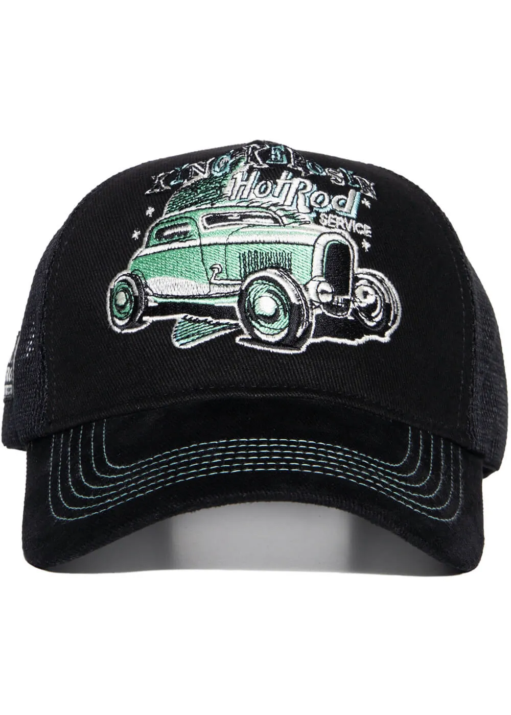 King Kerosin Men's Hot Rod Service Trucker Cap Black - Google SEO friendly version: King Kerosin Men's Hot Rod Service Trucker H