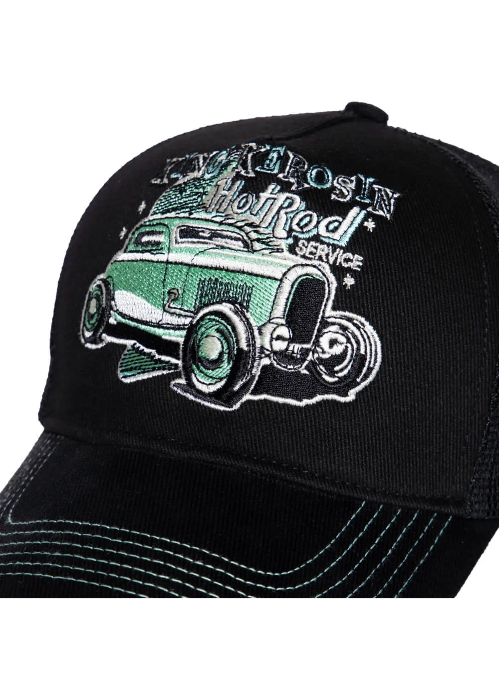 King Kerosin Men's Hot Rod Service Trucker Cap Black - Google SEO friendly version: King Kerosin Men's Hot Rod Service Trucker H