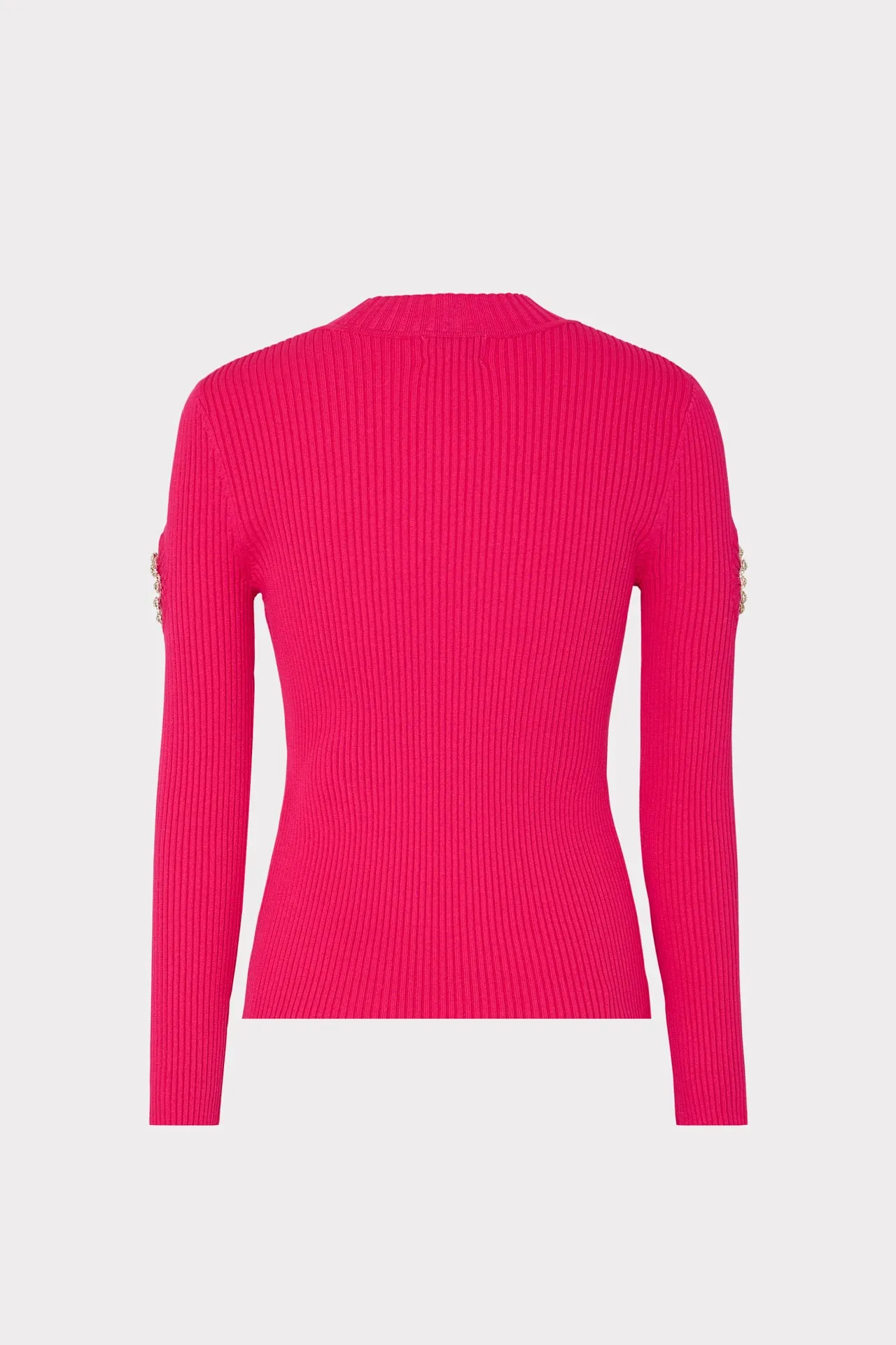 Knit Mock Neck Sweater with Cut Out Shoulders