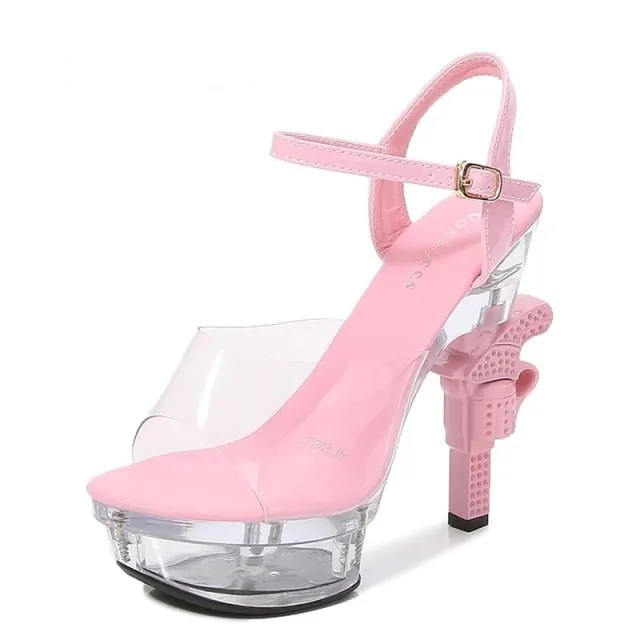 LED Light-Up High Heel Sandals with Rhinestones