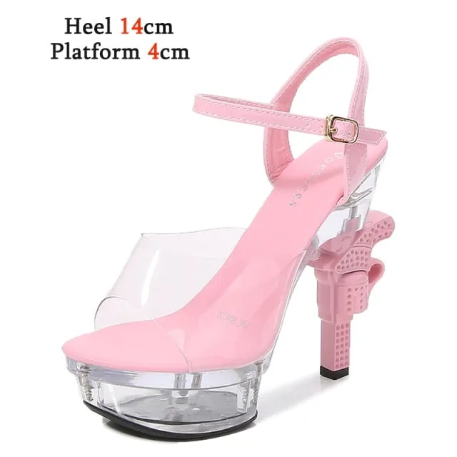 LED Light-Up High Heel Sandals with Rhinestones