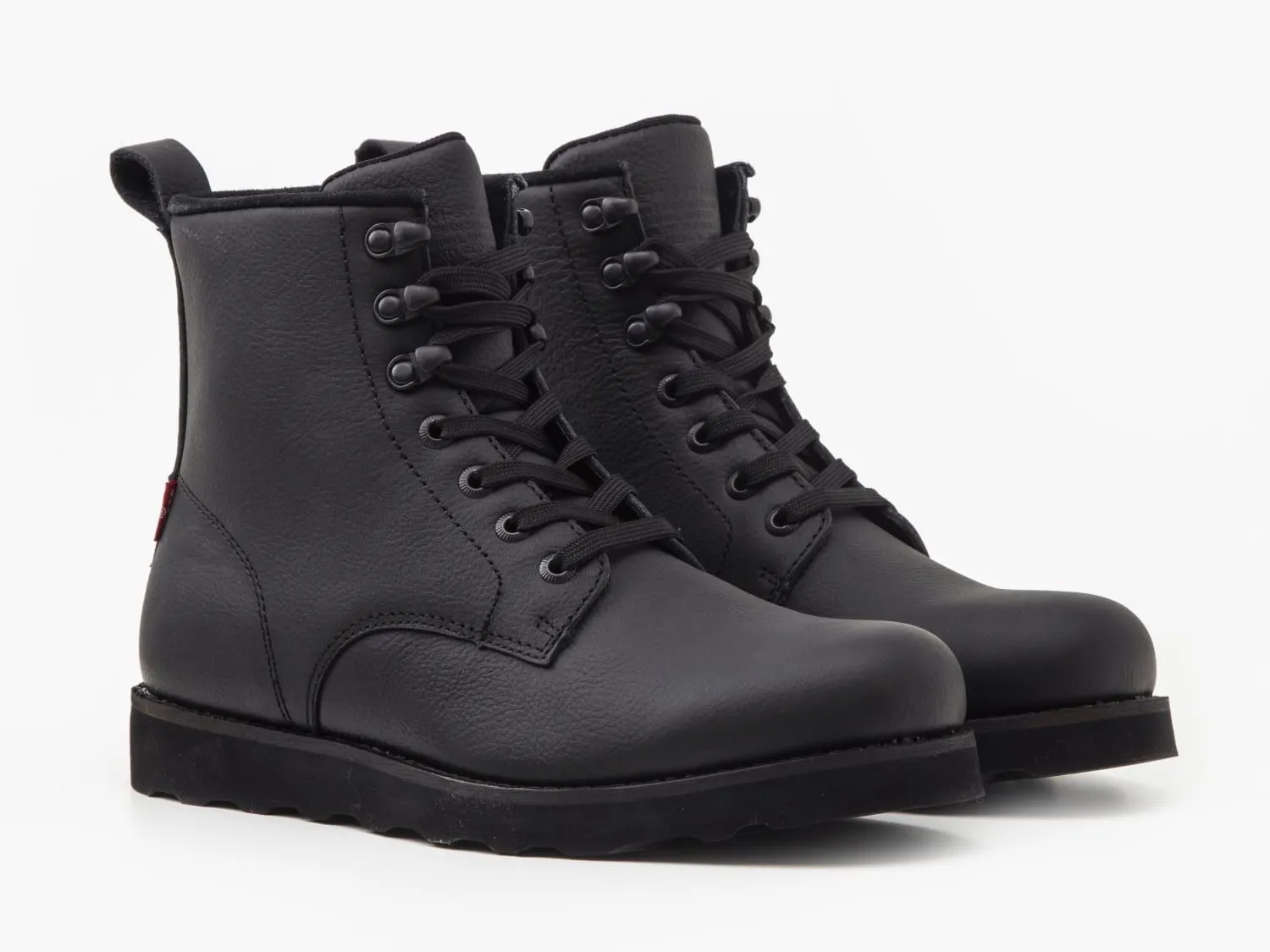 Levi's Darrow Full Black Wedge Lace Up Leather Boots