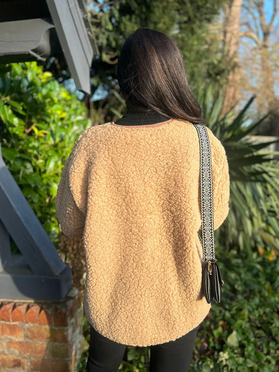 Light Camel Sherpa Buttoned Jacket Vicky