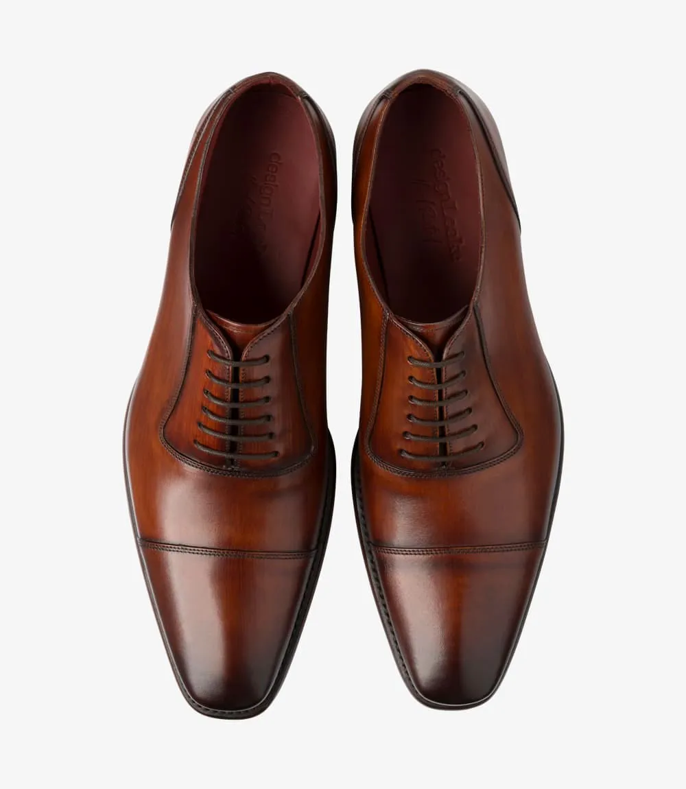 LOAKE LARCH Brush Painted Chestnut Calf Toe-cap Oxford Shoe