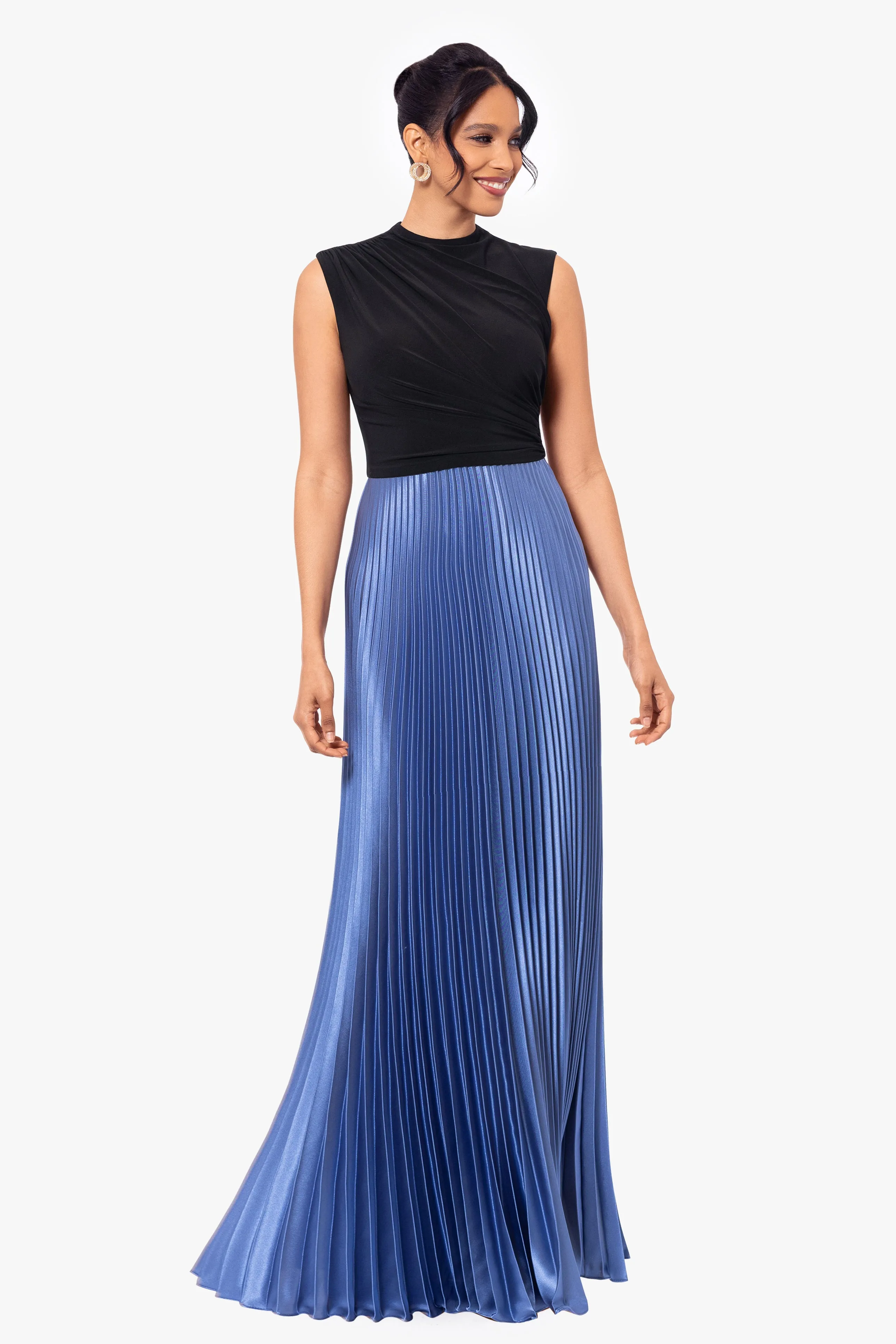 Long Jersey Knit Pleated Skirt Dress by Katrina