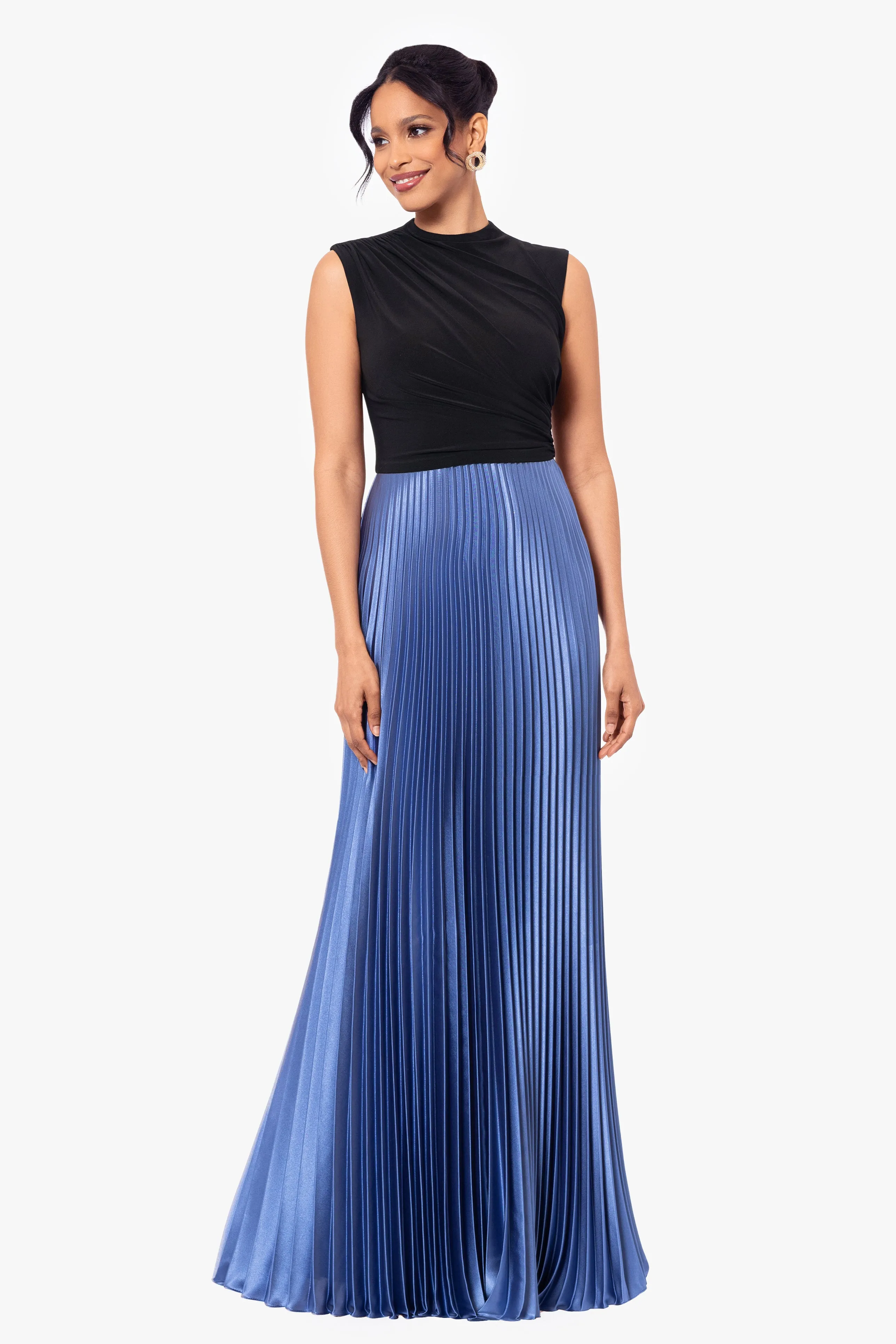 Long Jersey Knit Pleated Skirt Dress by Katrina