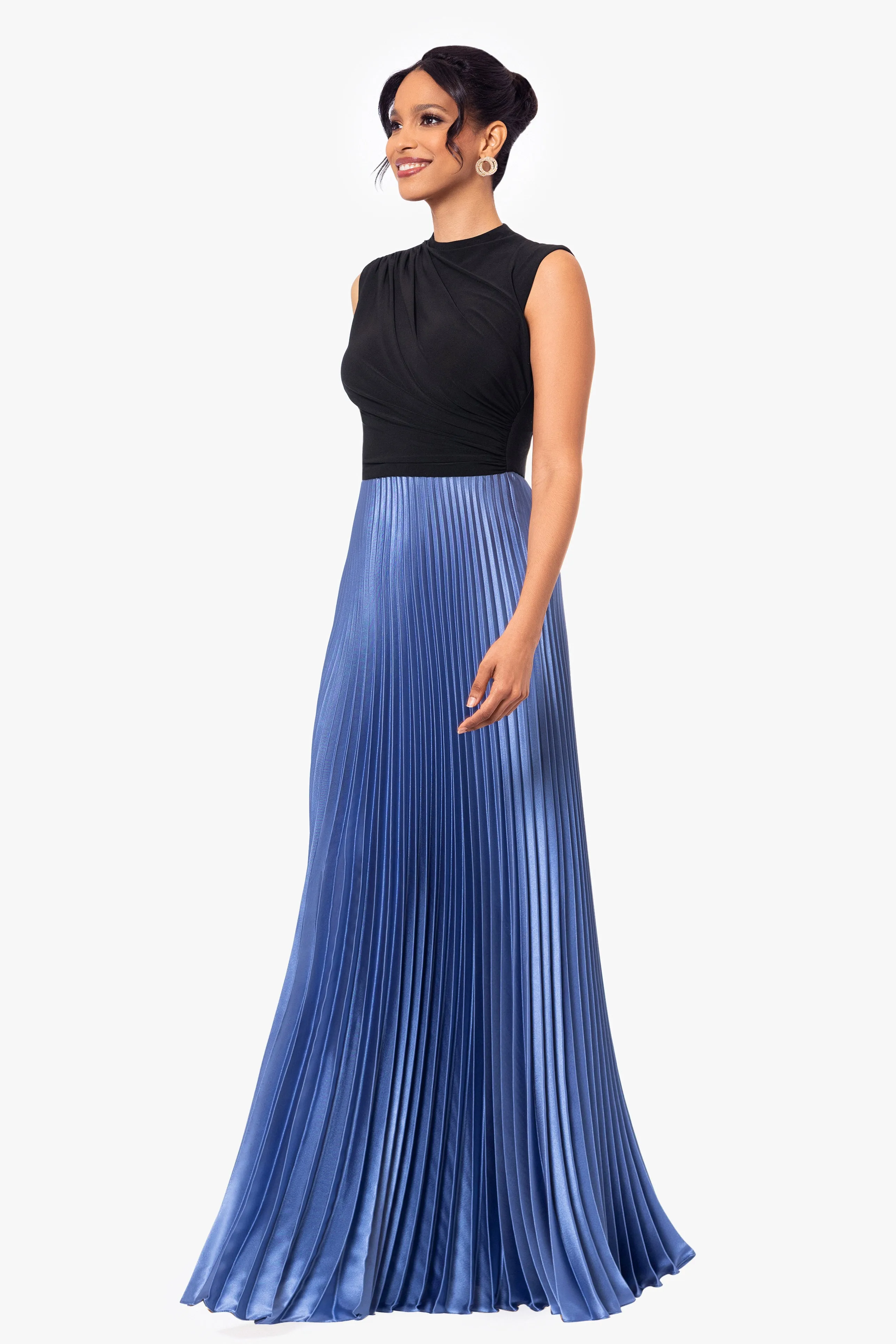 Long Jersey Knit Pleated Skirt Dress by Katrina