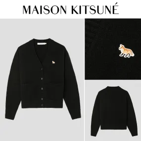 Maison Kitsune Unisex Animal Pattern Logo Cardigans