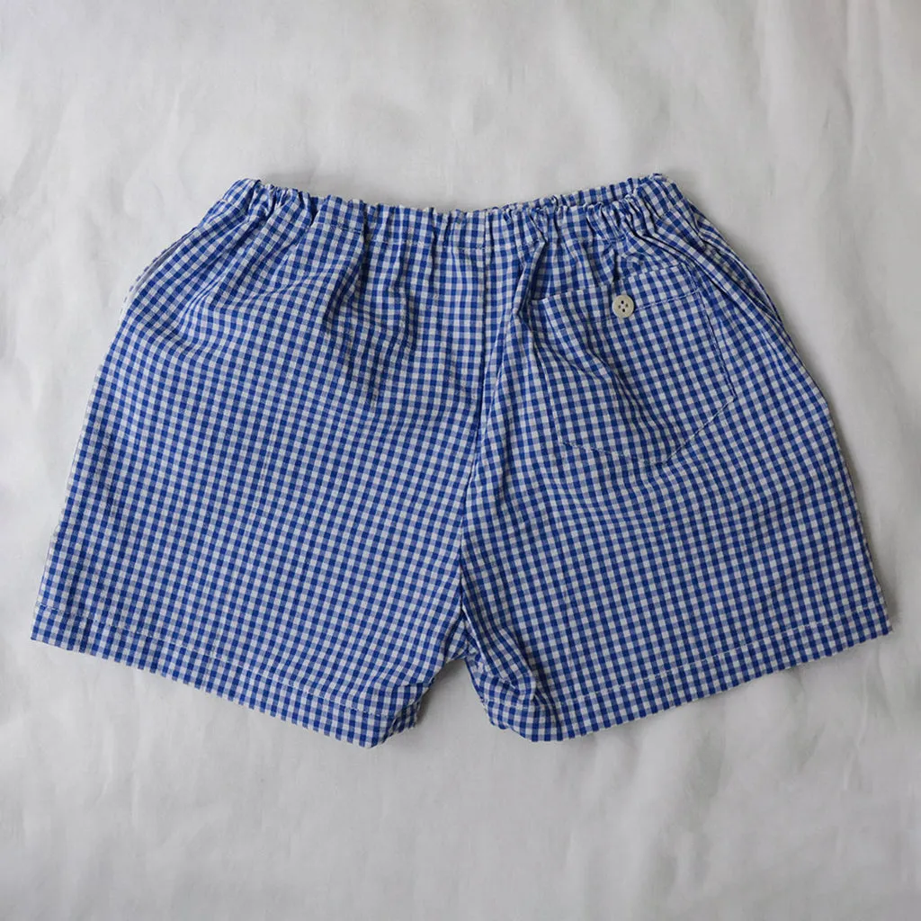 Blue Gingham Checks Charlie Shorts from Makié Baby And Child