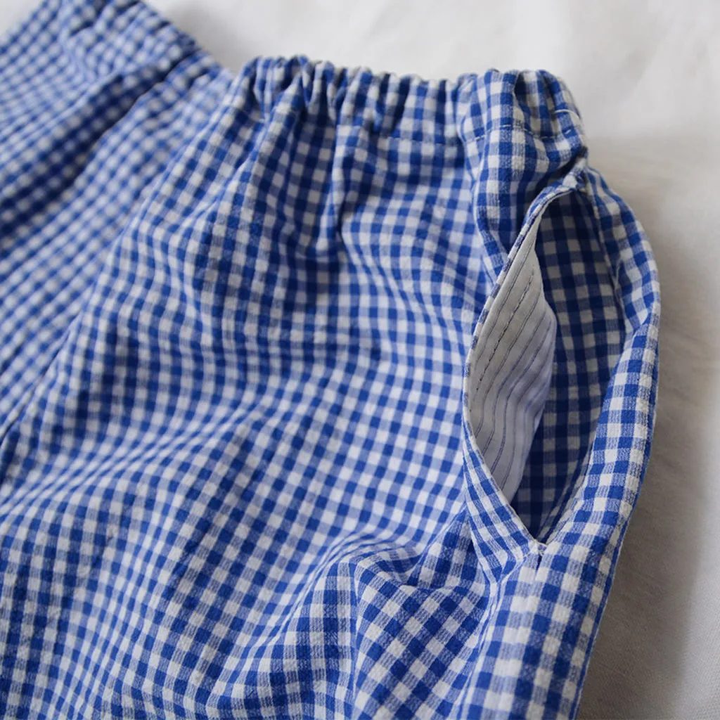 Blue Gingham Checks Charlie Shorts from Makié Baby And Child