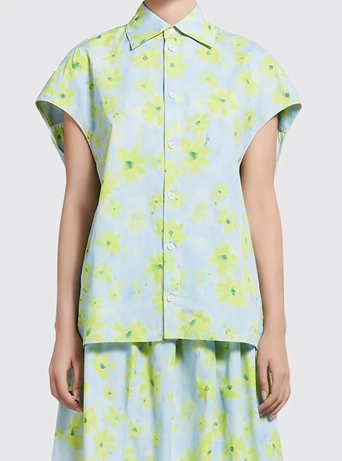 MARNI Light Green Poplin Cocoon Shirt with Parade Print - Shop Now.