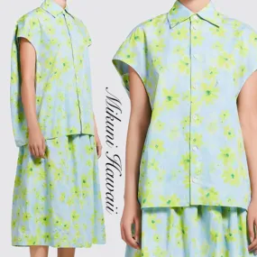 MARNI Light Green Poplin Cocoon Shirt with Parade Print - Shop Now.