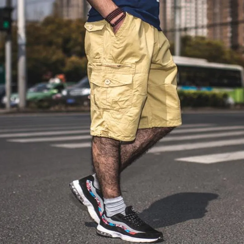 Men's Summer Casual Solid Baggy Cargo Shorts