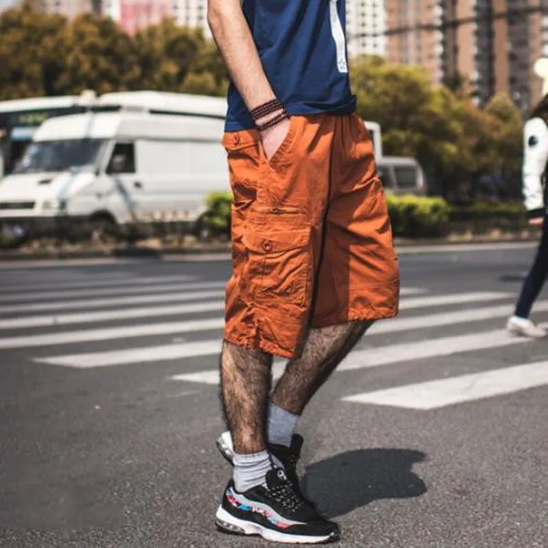 Men's Summer Casual Solid Baggy Cargo Shorts