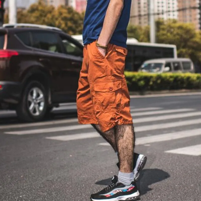 Men's Summer Casual Solid Baggy Cargo Shorts