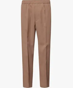 Men's Marron Glace Woven-Wool Trousers with Relaxed Fit by Lanvin