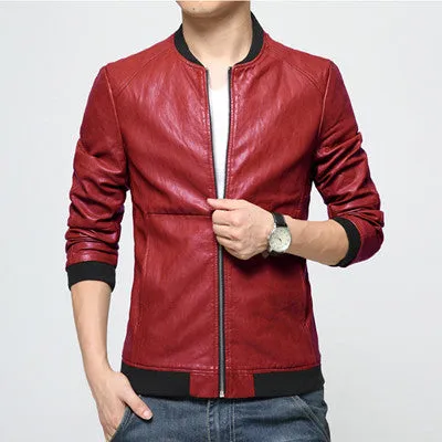 Men's PU Casual Dress Jackets Outwears Coats Slim Fits Plus Size - SM6