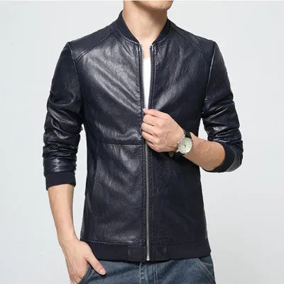 Men's PU Casual Dress Jackets Outwears Coats Slim Fits Plus Size - SM6