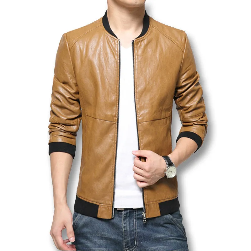 Men's PU Casual Dress Jackets Outwears Coats Slim Fits Plus Size - SM6