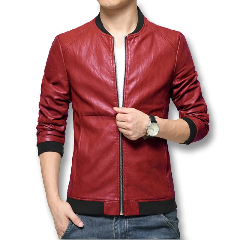 Men's PU Casual Dress Jackets Outwears Coats Slim Fits Plus Size - SM6