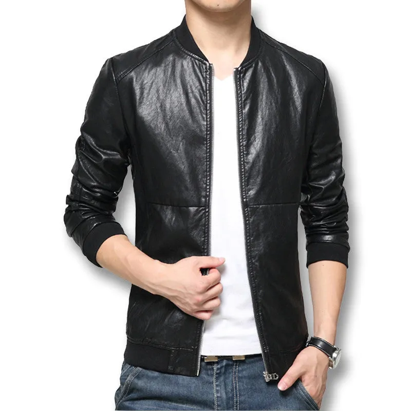 Men's PU Casual Dress Jackets Outwears Coats Slim Fits Plus Size - SM6